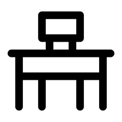 Desk icon with outline style.