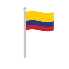 Flag of Colombia on flagpole isolated
