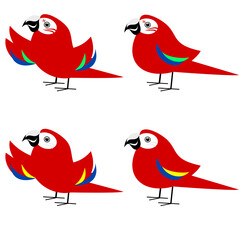 Set of red parrots