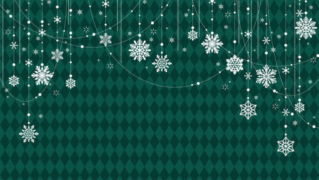 雪のオーナメントのイラスト背景、クリスマスやホリデーのイメージ