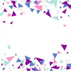 Frame of colored triangles abstract geometric pattern. Can be used as poster, banner, border, background, wallpaper, card, print, web. Vector illustration.