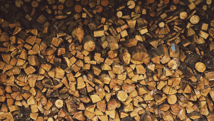 stocked firewood in the yard