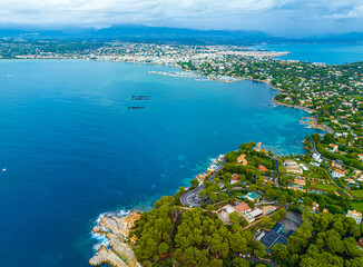 Aerial view of Antibes, a resort town between Cannes and Nice on the French Riviera