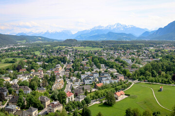 Fototapeta na wymiar Views over a residential neighbourhood in the city of Salzburg, Austria