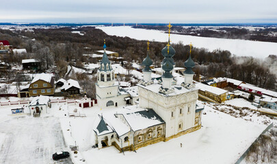 Aerial view of the Resurrection Monastery in the city of Murom. Russia