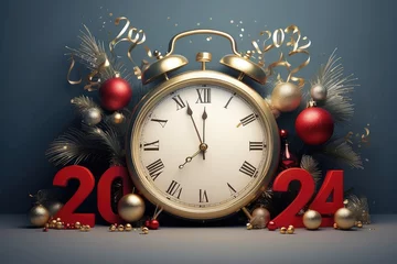 Fotobehang Happy New Year 2024, Christmas celebration © Reha