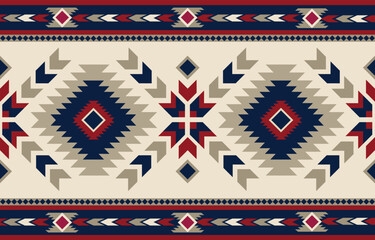Ethnic tribal Aztec colorful background. Seamless tribal floral pattern, folk embroidery, tradition geometric Aztec ornament. Tradition Native and Navaho design for fabric, textile, print, rug, paper