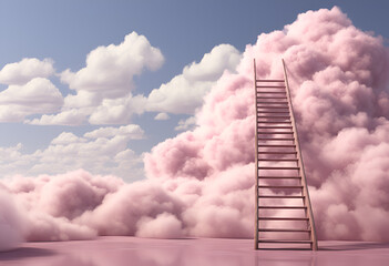 Fototapeta na wymiar Step ladder leading to clouds Growth future
