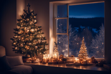 christmas tree in the night