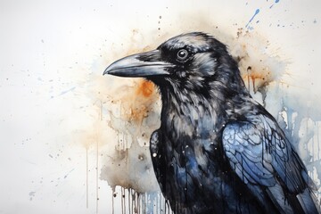 watercolor Crow Black Crow Watercolor Raven Bird