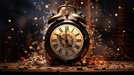 A clock about to strike midnight, signaling the arrival of the New Year.