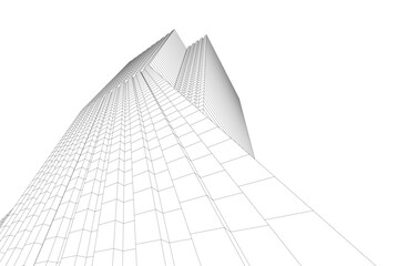 Fototapeta premium Modern architecture building 3d drawing