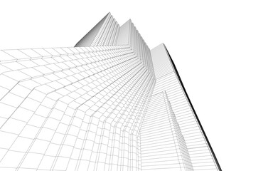 Fototapeta premium Modern architecture building 3d drawing