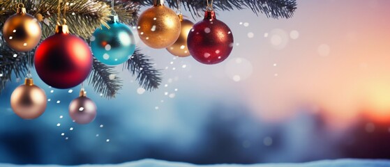 Obraz na płótnie Canvas Yuletide Radiance: A Dazzling Christmas Tree Adorned with Festive Ornaments and Bokeh Lights. Generative ai