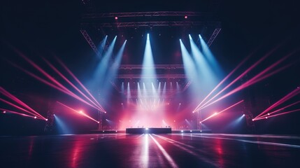 Empty music concert stage with neon lighting