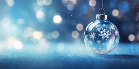 Fototapeta na wymiar Enchanted Winter Glow: Transparent Christmas Ornament Amidst Sparkling Bokeh Lights. Generative ai