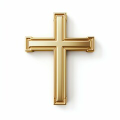 Sacred Symbol: Gold Cross Isolated on White Background. Generative ai