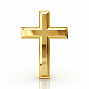 Sacred Symbol: Gold Cross Isolated on White Background. Generative ai