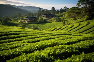 Cultivate tea bushes in mountains for various teas: ulun matcha, green tea, and fermented black/ puer tea.