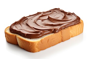 Isolated chocolate cream toast on white background.