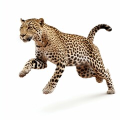 Swift Beauty: Leopard in Full Sprint Isolated on White Background. Generative ai