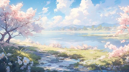 Fototapeta na wymiar ［AI生成画像］桜、田舎の風景7