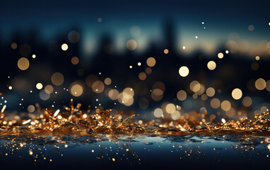 Glistening Opulence: Golden Diamonds Amidst Bokeh Lights
