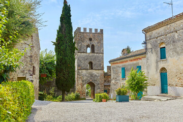 Beautiful view of the historic centre in Castellaro Lagusello, Monzambano, Lombardy, Italy.
