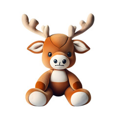 Obraz premium Stuffed Deer IIllustration Art On Transparent Background Generative AI.