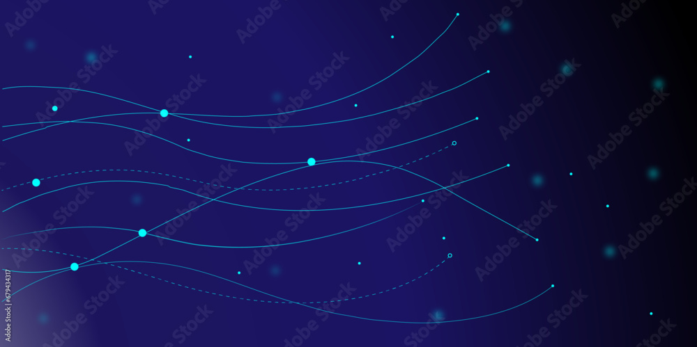 Aufkleber Artificial intelligence and network connection concept with glowing neural. Global communication technology background and Analize network data.