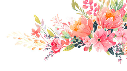 Fototapeta na wymiar 白背景に多種多様な花のイラスト