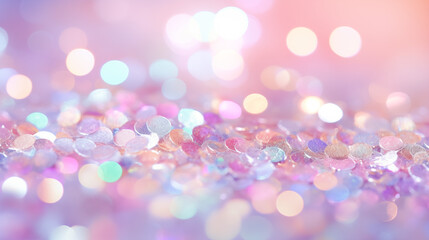Sparkling Glitter Bokeh Lights on Pastel Background