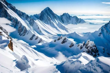 Deurstickers snow covered mountains © Malik