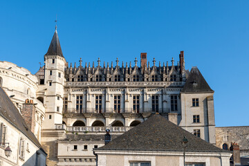 Fototapeta na wymiar Walking in Amboise medieval town with royal castle located on Loire river, France