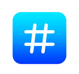 青いグラデーションのハッシュタグのアプリ