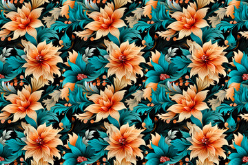 seamless flower pattern digital wallpaper