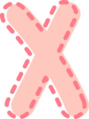 X Alphabet pink letter, dotted line frame