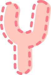 Y Alphabet pink letter, dotted line frame