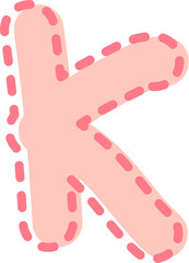 K Alphabet pink letter, dotted line frame