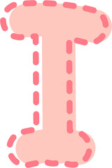 I Alphabet pink letter, dotted line frame