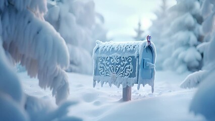 The frost on a mailbox, shaping into whimsical swirls and loops, as if sending a message about the magic of the season.