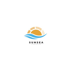 Abstract design of sun and sea icon. Vector illustration