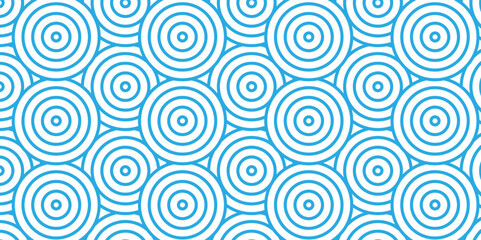 Fototapeta na wymiar Abstract fabric wave blue and white geometric pattern retro ornament repeat backdrop texture background. seamless circle vector illustration swirl waves round shape tile spiral overlapping pattern.