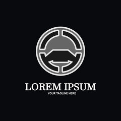 Steering wheel. Dynamic, modern vector logo template. Design elements. Luxury car steering wheel. Game board.