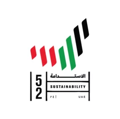 Foto op Plexiglas UAE National day logo.  52 Years Anniversary. (Translate of Arabic Text: Arabic Translate: Sustainability, The Emirates). Vector Illustration. © Ririn