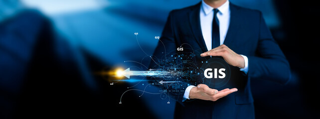Geographic Information System GIS Modern Industry. Smart Geography Topography Cartography Data...
