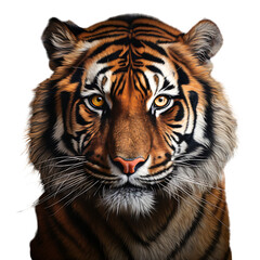 Portrait of a tiger head isolated on transparent background