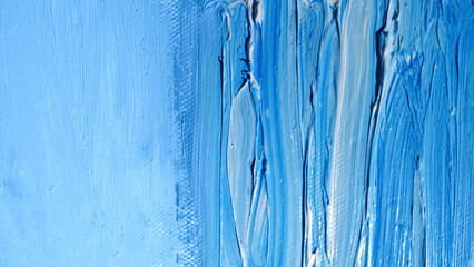 Blue strokes of oil paint. Stock background with touches of creativity. Abstract color with drawing texture.