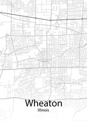 Fototapeta na wymiar Wheaton Illinois minimalist map