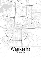 Waukesha Wisconsin minimalist map